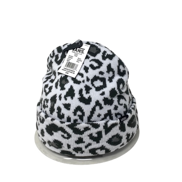 VANS Kids Snow Leopard Beanie Black Gray White Knit Hat One Size VN00036UBDS - Picture 3 of 4